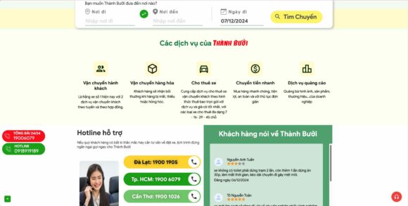 Danh mục dịch vụ trong thiết kế website Thành Bưởi