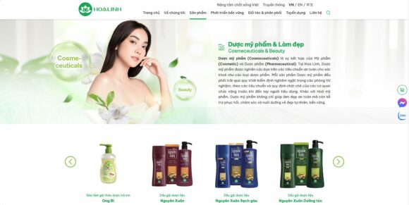 Sản phẩm Hoa Linh kinh doanh trên thiết kế website dược phẩm Hoa Linh