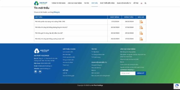 Tin mời thầu trong thiết kế website Công Ty An Phát