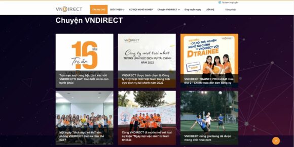 Tin tức nổi bật trong thiết kế website công ty Vndirect