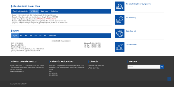 Trung tâm hỗ trợ trong thiết kế website công ty viwaco
