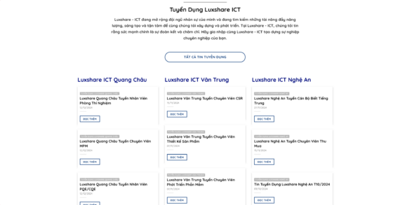 Tin tức tuyển dụng trong thiết kế website công ty Luxshare Ict