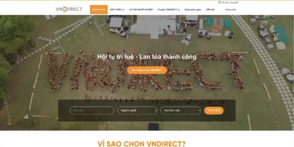 Thiết kế website công ty Vndirect tích hợp bộ lọc tuyển dụng 