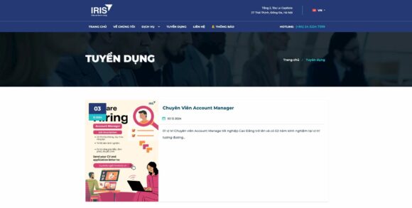 Thông tin tuyển dụng của thiết kế website truyền thông công ty Iris