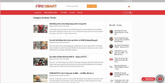 Mục tin tức trong thiết kế website công ty Firesmart