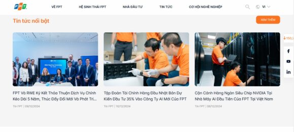 Tin tức nổi bật có trong thiết kế website công ty FPT