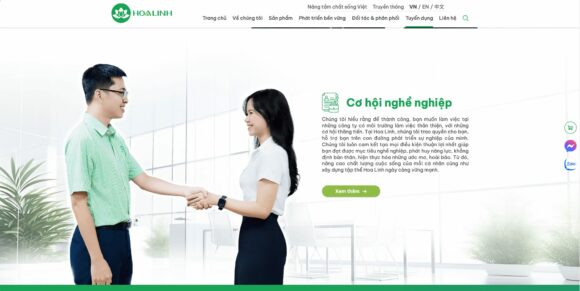 Thiết kế website dược phẩm Hoa Linh cũng tích hợp thông tin tuyển dụng