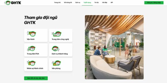 Tin tuyển dụng trong thiết kế Website Giao Hàng Tiết Kiệm