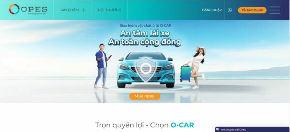 Trang chủ của thiết kế website công ty bảo hiểm Opes