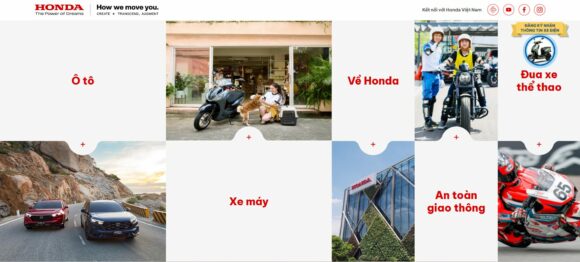 Trang chủ của thiết kế website công ty Honda