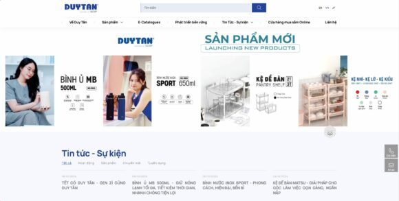 Trang chủ thiết kế website công ty nhựa Duy Tân