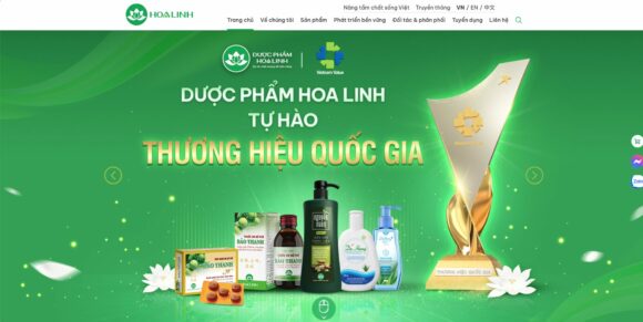 Trang chủ của thiết kế website dược phẩm Hoa Linh