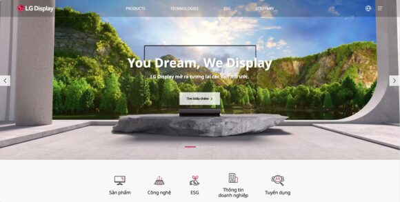 Trang chủ của thiết kế website công ty LG