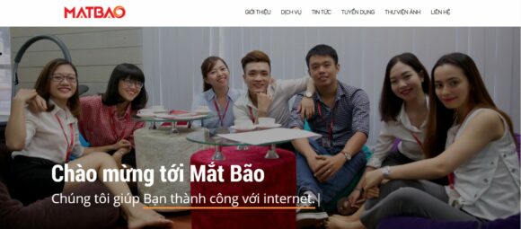 Trang chủ của thiết kế website công ty Mắt Bão