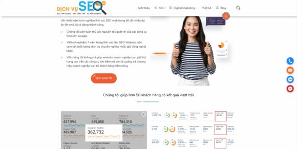 Giao diện trang chủ thiết kế website công ty SEO Hot