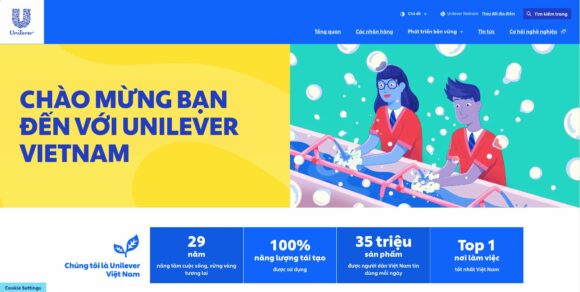 Trang chủ của thiết kế website công ty Unilever