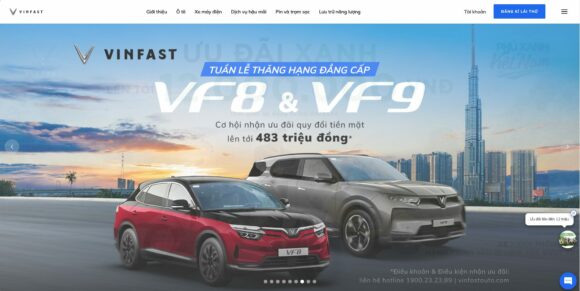 Trang chủ của thiết kế website công ty Vinfast