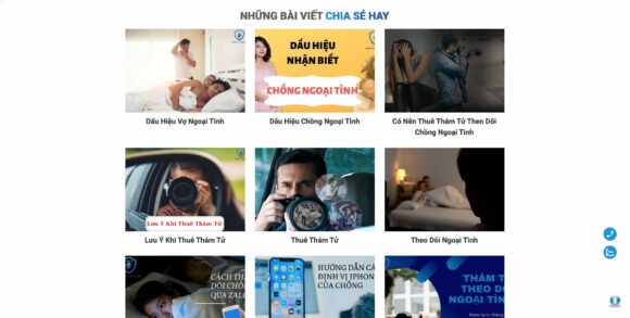 Bài viết tin tức trong thiết kế website công ty Thám Tử Thăng Long