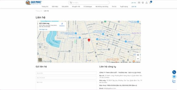 Biêu mẫu liên hệ có trong thiết kế website công ty Qui Phúc