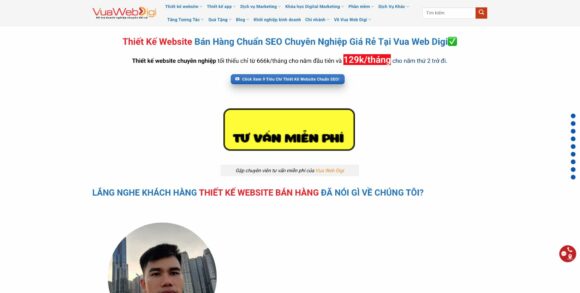 Danh mục sản phẩm của thiết kế website công ty Vua Web Digi