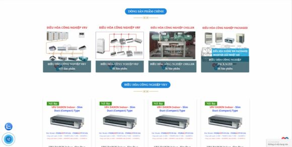 Danh mục sản phẩm thiết kế website công ty HRT