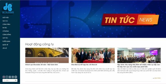 Tin tức công ty trong thiết kế website công ty Xây Dựng Hòa Bình