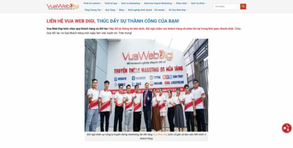 Trang chủ của thiết kế website công ty Vua Web Digi