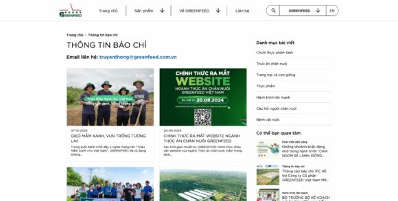 Tin tức trong thiết kế website công ty Greenfeed