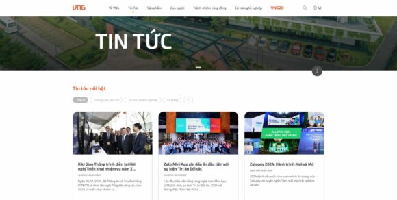 Bài viết tin tức trong thiết kế website công ty VNG