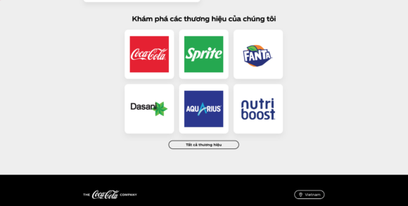 Thông tin thương hiệu trong thiết kế website công ty Coca-Cola