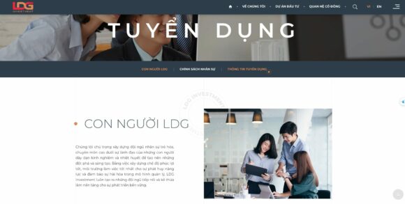 Thông tin tuyển dụng trong thiết kế website công ty Ldg