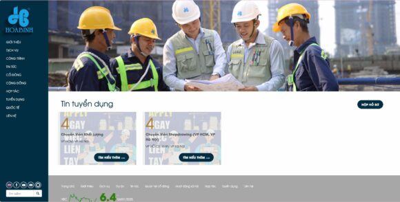 Thông tin tuyển dụng trong thiết kế website công ty Xây Dựng Hòa Bình