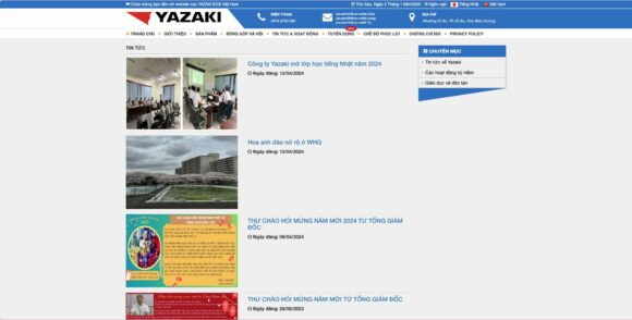 Tin tức liên quan trong thiết kế website công ty yazaki