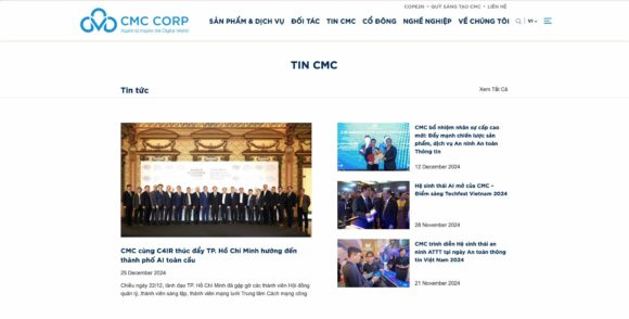 Bài viết tin tức trong thiết kế website công ty CMC