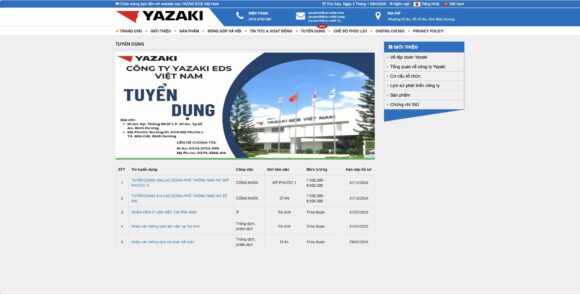 Mục tin tức trong thiết kế website công ty yazaki