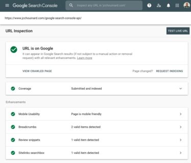 Tìm kiếm & Tối ưu hóa (URL Inspection) trong Google Search Console