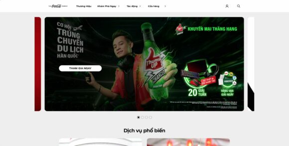 Trang chủ của thiết kế website công ty Coca-Cola