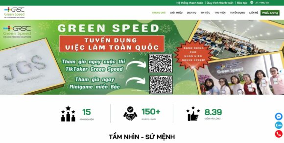 Thông tin tuyển dụng trong thiết kế website công ty Green Speed