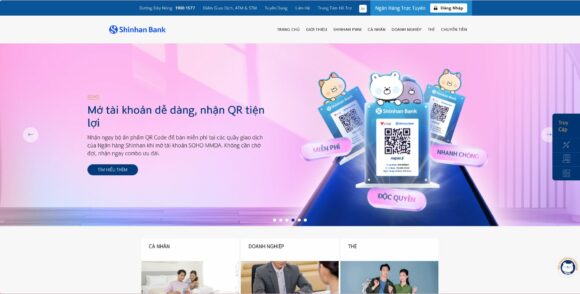 Trang chủ của thiết kế website công ty tài chính Shinhan