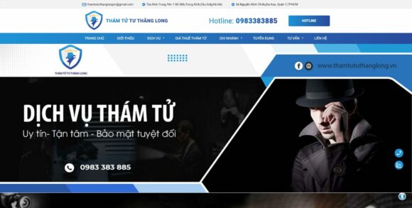 Trang chủ của thiết kế website công ty Thám Tử Thăng Long