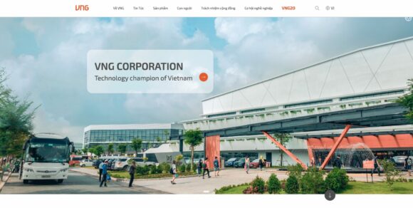 Trang chủ thiết kế website công ty VNG