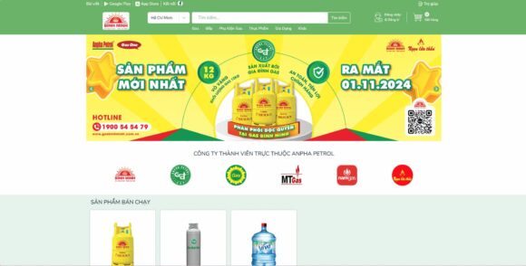 Trang chủ của thiết kế website công ty Gas Bình Minh