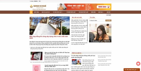 Trang chủ thiết kế website công ty luật Minh Khuê