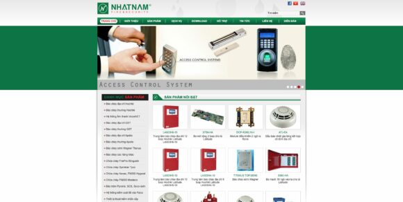 Trang chủ của thiết kế website cho công ty Nhật Nam