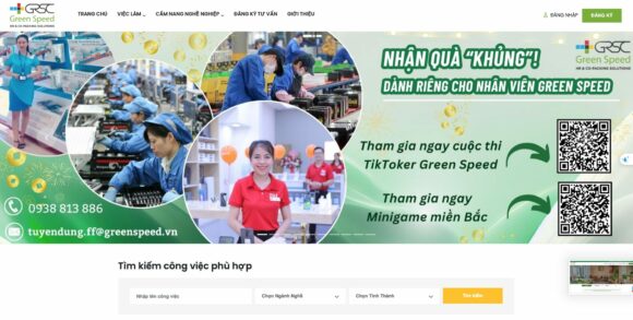 Trang chủ thiết kế website công ty Green Speed