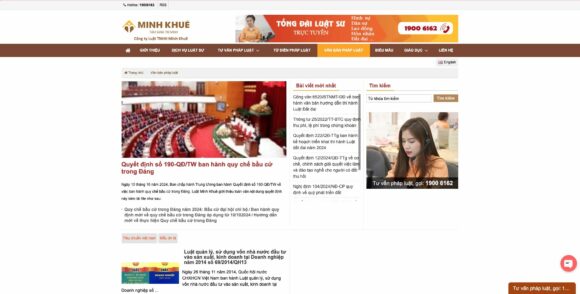 Văn bản pháp luật trong thiết kế website công ty luật Minh Khuê